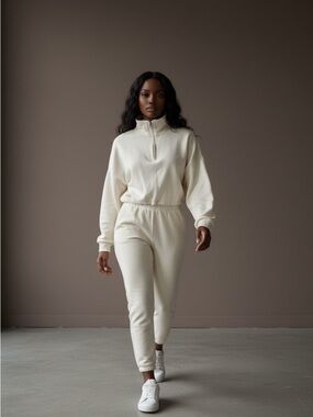 Women's Garage Cream Quarter-Zip Sweatshirt